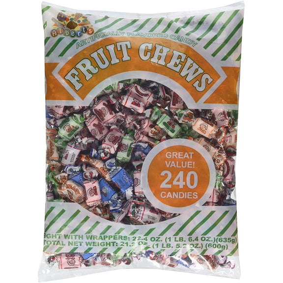 Albert's Chews Fruit Assorted Bag, 240 Piece, 21.2 oz.