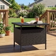 thumbnail image 2 of Gymax 22'' Patio Rattan Square Side End Table Garden Bistro Umbrella Stand Table W/Hole Black, 2 of 10
