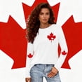 thumbnail image 1 of Uootdi T-Shirts Décontractés pour Femmes à Manches Longues Col Rond Canada Imprimé Graphique Coupe Ample Sorties de Fin de Semaine Hauts Doux Cadeau, 1 of 6