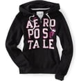 thumbnail image 1 of Sudadera con capucha y cremallera completa Aeropostale Aero Stacked 87 para mujer negro grande, 1 of 1