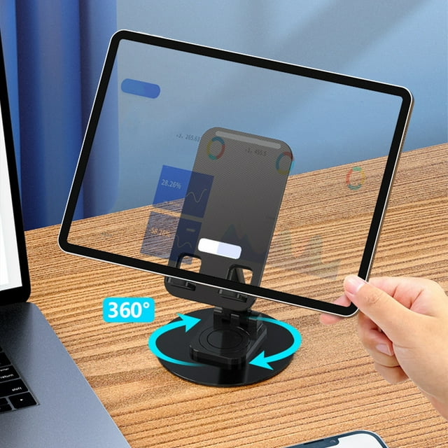 Ruiboury Phone Holder Desktop Stand Swivel Mount Phones Rack Adjustment Convenience Aluminum Alloy Rotatable Mobilephone Bracket Black