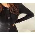 thumbnail image 2 of Mini vestido informal de punto con un solo pecho Botones de otoño e invierno para mujer $ Falda plisada de punto ajustada para mujer $ Vestido de punto informal para mujer Ormromra HMHZ1826-1, 2 of 4