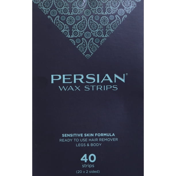 Tiras de cera persas para piernas y cuerpo (40 tiras) Tiras de cera para depilación para piernas, cuerpo, bikini, brazos, axilas con aceite para después del cuidado, paquete de 1 (CSB)