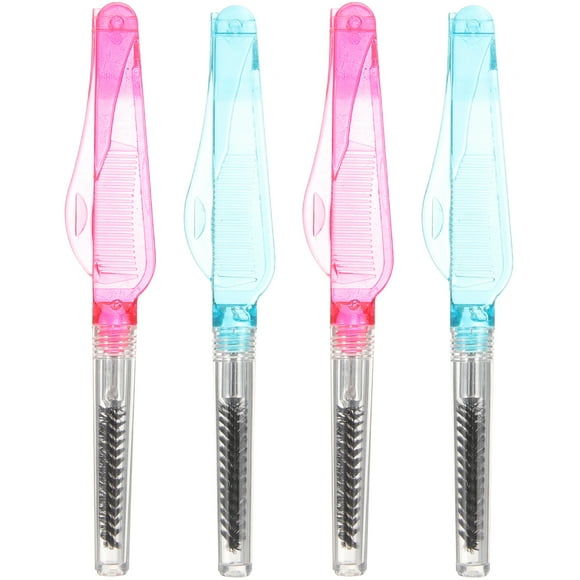 4 Uds cepillo de pestañas desechable portátil plegable Mini cepillo de pestañas herramienta de maquillaje (Color aleatorio)