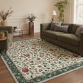 thumbnail image 4 of GENIMO 2'x3' Floral Area Rug, Machine Washable Non Slip Low Pile Rug for Entryway Front Door Kitchen Bathroom, Cream Green, 4 of 7