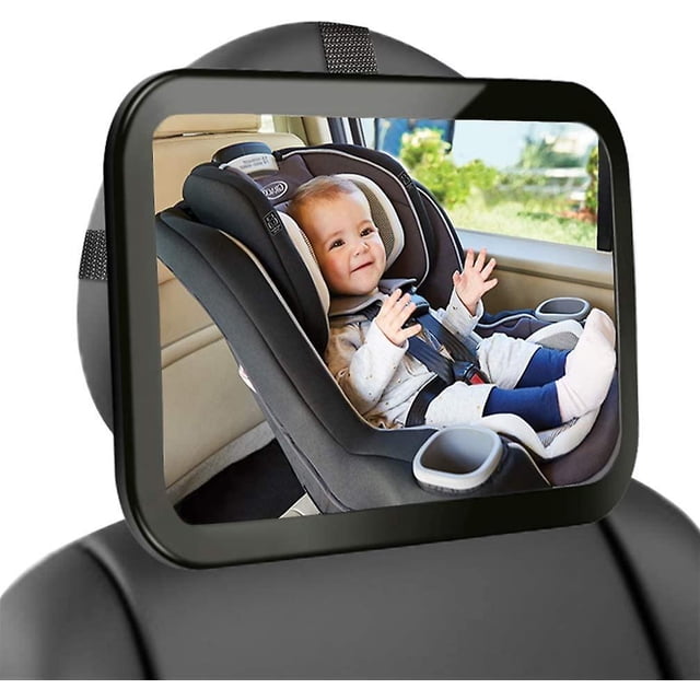 1 espejo retrovisor para asiento trasero de bebé, tamaño grande, irrompible, ajustable a 360 grados.