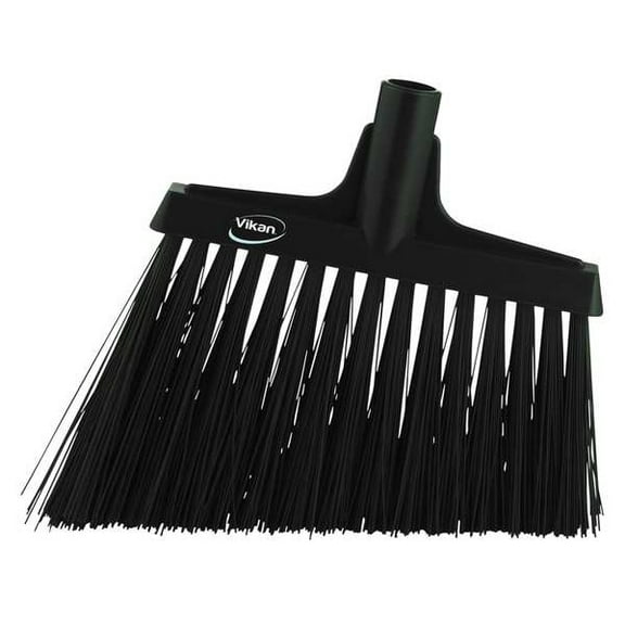 Vikan 11 51/64 in Sweep Face Angle Broom, Stiff, Synthetic, Black 29149