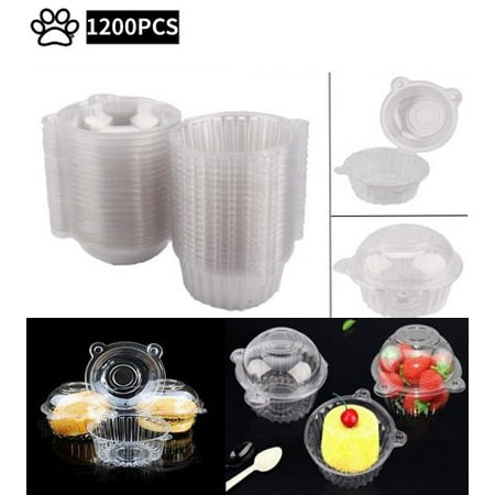 Single Cupcake Carrier Clear Plastic Cupcake Boxes, 1200pcs Individual Cupcake Muffin Dome Holders Single Cake Case Clamshell Container Carrier Cases Boxes Cups Pods ()
