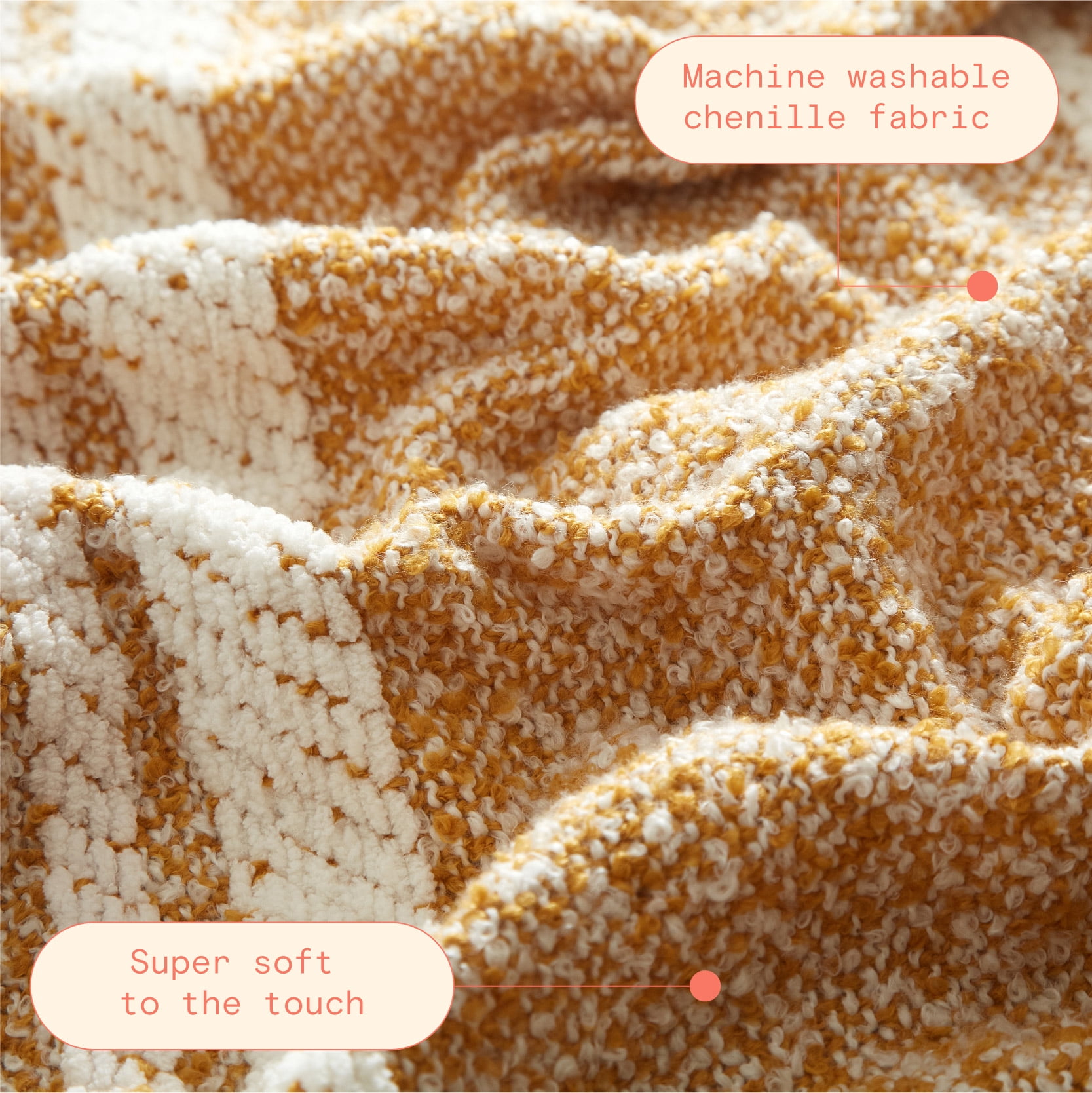 Beautiful Yellow Cozy Chenille Throw by Drew Barrymore