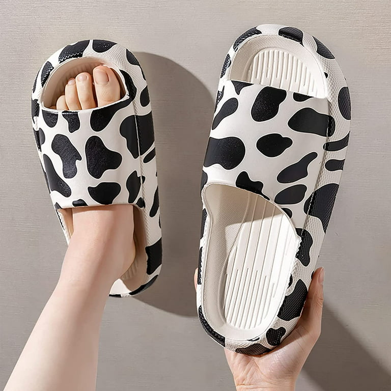 Cow Print Slides for Women Men Cute Animal Funny Pillow Slide Sandals Thick  Sole Cloud Slippers, Non Slip Shower Shoes for Summer Beach Indoor Outdoor  Spa Gym Pool 