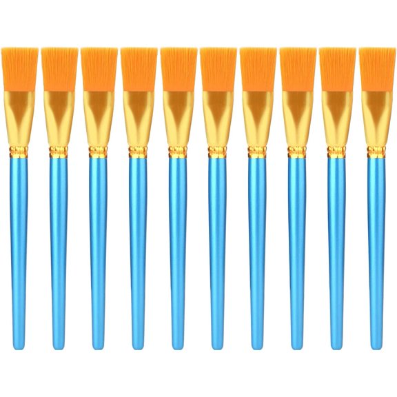 10pcs Flat Paint Brushes 1 Inch Wide, Watercolor Acrylic Paint Brush Bulk Synthetic Nylon Oil Painting Brushes for Artists Professional Amateurs Gouache & Acrylic Painting
