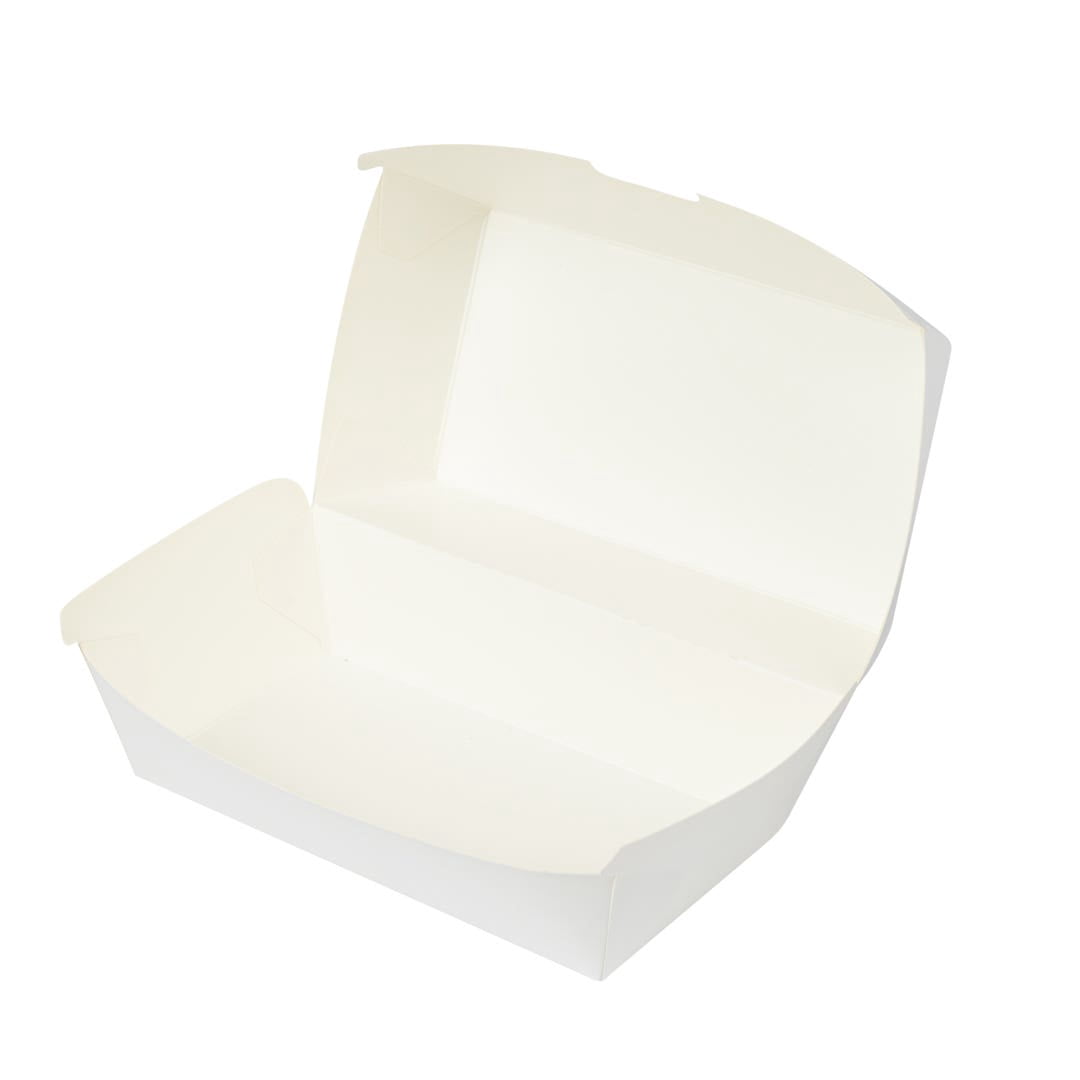 Bio Tek Rectangle White Paper Hot Dog / Sandwich Clamshell Container ...