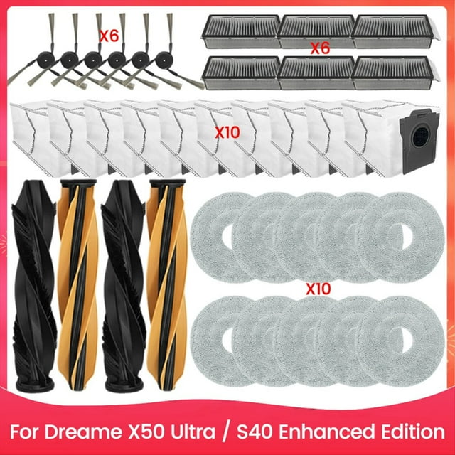Kit de 36 Piezas de Filtro de Cepillo, Bolsa para Polvo, Paño de Fregona para Aspiradora para X50 Ultra / S40 Enhanced Edition, Repuestos