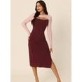 thumbnail image 2 of DARING DIVA Crew Neck Stretch Cutout Midi Sweater Dress M Pink-Wine Red, 2 of 6