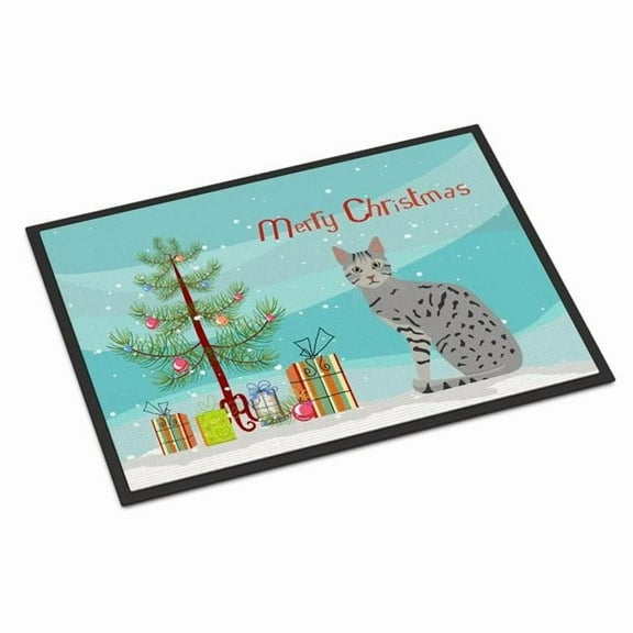 Carolines Treasures CK4766JMAT 24 x 36 in. Egyptian Mau Cat Merry Christmas Indoor or Outdoor Mat