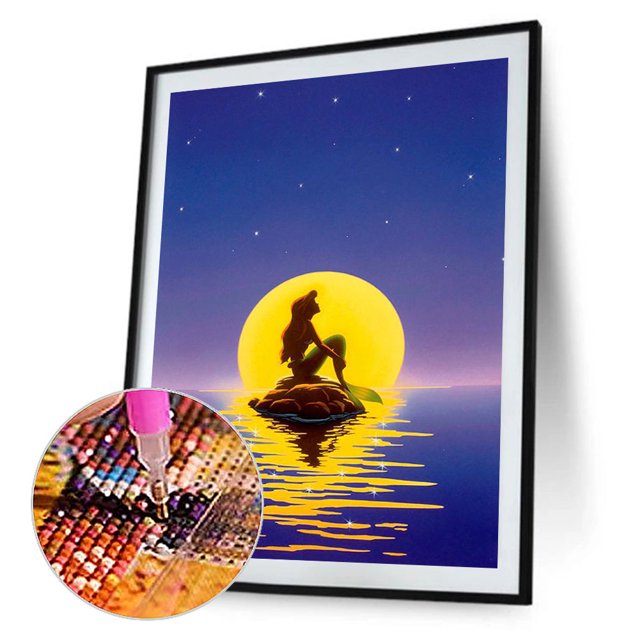 Cuadros Decorativos Kits de pintura de diamante DIY sirena taladro redondo completo 40x60cm 24 colores (V2444) Ehuebsd embutido en tela