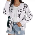 thumbnail image 2 of Cárdigan con Botones de Dinosaurio de para Mujer, y Holgado Suéter Abierto de Larga de Punto Jacquard. XL, 2 of 10