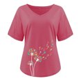 thumbnail image 3 of Birdeem Mode Femme T-Shirt Col en V Imprimé Blouse Hauts Chandail en Molleton, 3 of 4