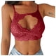 thumbnail image 4 of Gibobby Conjuntos de bragas de encaje Lencería de dos piezas para mujer, sexy con encaje floral, escote en V profundo, brasier inalámbrico y tanga exótico(Vino, G), 4 of 5