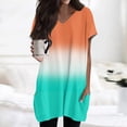 thumbnail image 2 of DENGDENG Womens Plus Tunics 2025 Summer V Neck Short Sleeve Shirts for Leggings Holiday Tees Dressy Comfy Clothes Orange 3XL, 2 of 6
