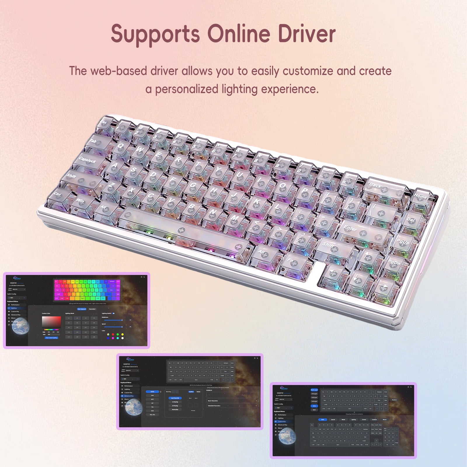 ITIGOITIE 67-Key RGB Wired Gaming Keyboard, Transparent Keycaps, Magnetic Switch, Hot Swappable for Windows/Mac – White Legends