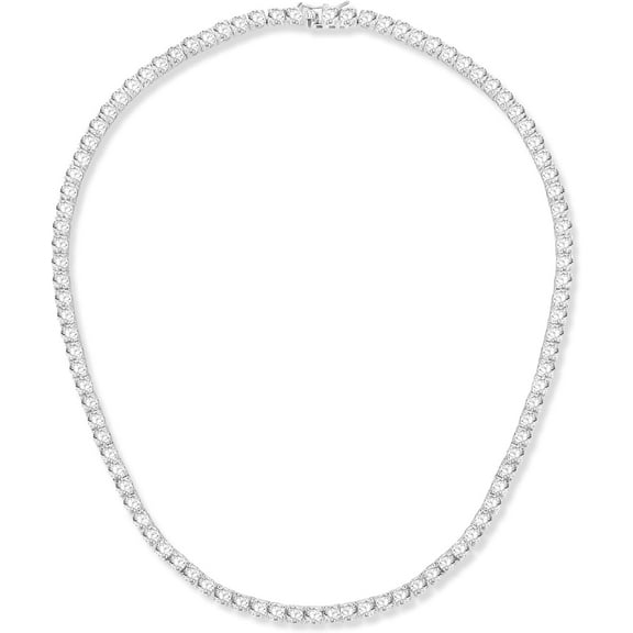Leander 4.0mm CZ Tennis Necklace, 18K White/Yellow Gold Plated 4.0mm Round Cubic Zirconia Classic Tennis Necklace 16-24 Inches