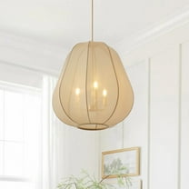 Modern Farmhouse 3-Light Chandelier for Living Room Bedroom Kitchen Hallway, Unique Minimalist Fabric Pendant Lighting Fixture