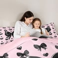 thumbnail image 4 of Erosebridal Purple Bow Tie Twin Comforter Sets For Girls,3D Cartoon Heart Print Kids Bedding Set,Pink Reversible,2-Piece, 4 of 7