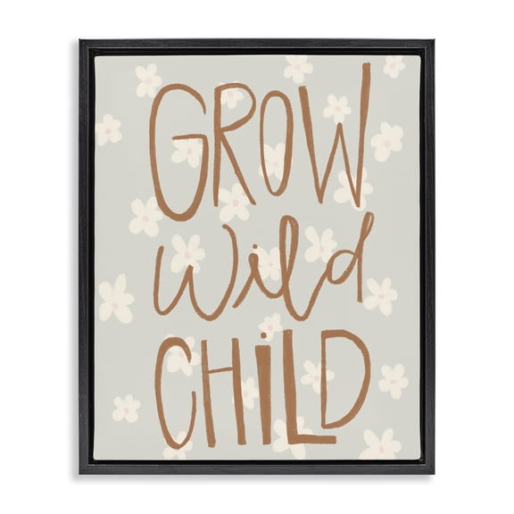 Grow Wild Child Flowers Black Framed Floater Canvas Wall Art, design by Katie Griggs