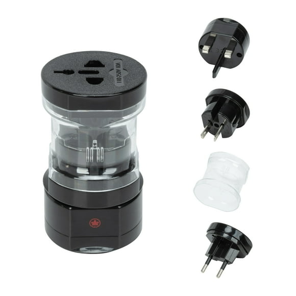 Air Canada 4-Piece Compact Worldwide Travel Adaptor Set with Snap-On Storage Cover