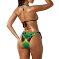 thumbnail image 3 of Suhoaziia Jamaica Flag Triangle Bikini Sets Dupes Low Waisted Crisscross Lace Up String Sexy Bathing Suit,Tropical Forest Skin-Friendly Sporty Bikini Underwear Size S, 3 of 6