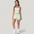 thumbnail image 2 of Women's Square Neck Cropped Active Tank with Contrast Trim and Built-In Bra for Light Support - Large, Green, 2 of 7