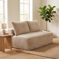 thumbnail image 2 of Leumius 57.5" Small Loveseat Sofa Couches for Small Spaces,Memory Foam Corduroy Cloud Couch,Compressed Boneless 2 Seater Couch for Living Room,Apartment,Camel, 2 of 8