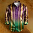 thumbnail image 2 of CONZONE Mardi Gras Men's Buttons Down Shirts Long Sleeve Shirts for Men Trendy Carnival Colorful Graphic Lapel Soft Lightweight Tops, 2 of 3