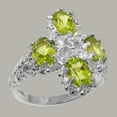 thumbnail image 2 of LBG British Made 10k White Gold Natural Diamond & Peridot Womens Engagement Ring - 33 size options - Size 4.75, 2 of 6