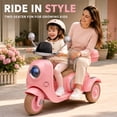 thumbnail image 3 of 12V Electric Motorcycle for Kids, 2 Seater Battery Power Ride on Motorcycle Toys with Slow Start, LED, Music, USB, 3 Wheel Electric Motorcycle for Boy Girl Birthday Gift, Pink, 3 of 10
