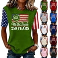 thumbnail image 2 of Iaqnaocc We The People 4th Of July Womens Tops Summer Shirt Round Neck Vintage T Shirt Patriotic 250 anniversary usa flag Festival Short Sleeve T Shirts for Women Beige XL, 2 of 5