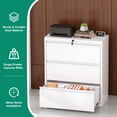thumbnail image 4 of Omethey 3 Drawer Lateral File Cabinet with Lock, Metal Filing Cabinet for Home Office, Printer Stand, Fits A4/Letter/Legal Size File Folders, Assembly Required, 4 of 9