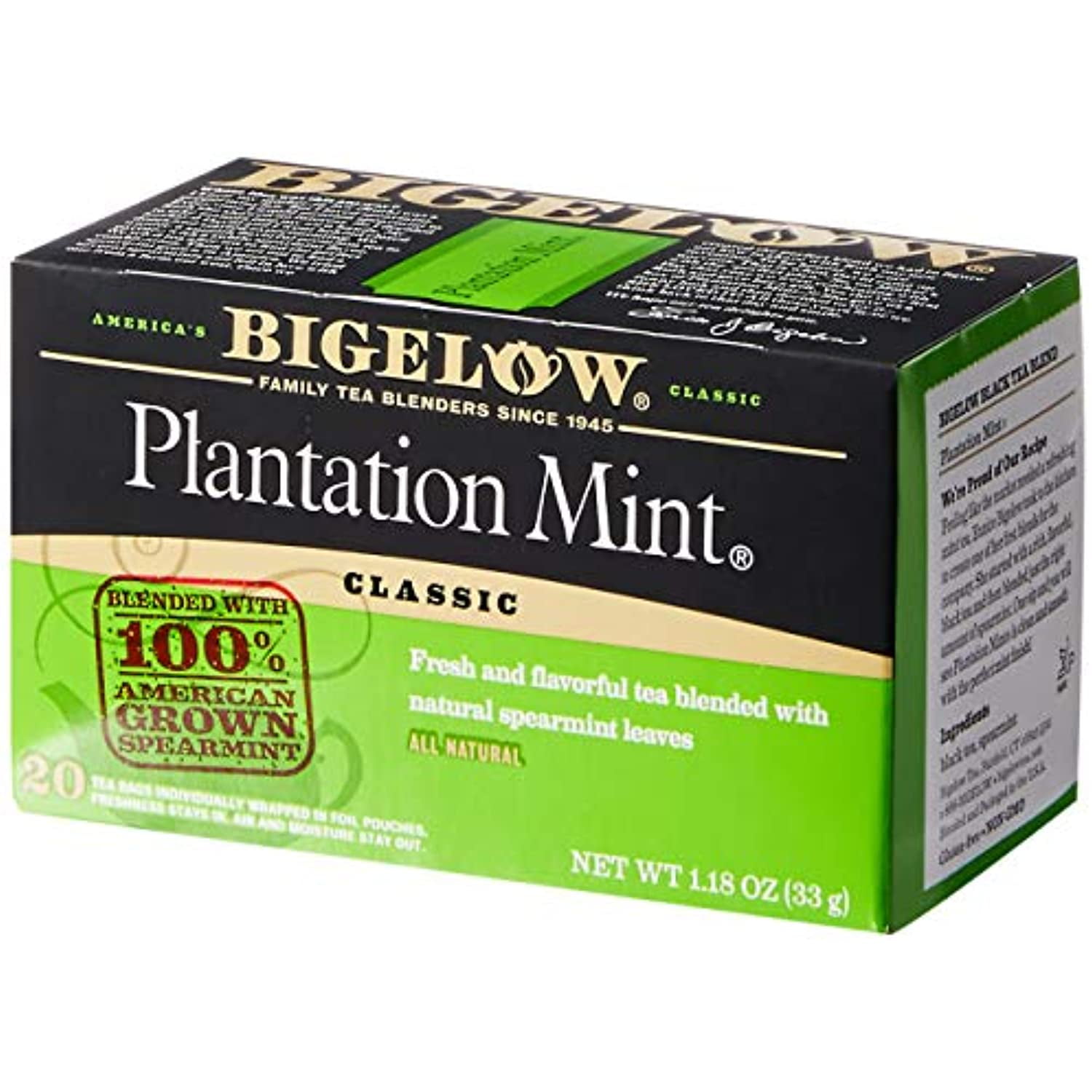Bigelow Tea Plantation Mint Black Tea 20 Tea Bags