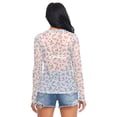 thumbnail image 5 of Ice Silk Mesh Long Sleeve Top Cooling Comfort Women's Crewneck Mesh Tops Casual Shirt Cute Pink Flower Pattern XX-Large, 5 of 6