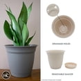 thumbnail image 4 of The HC Companies Eclipse Round Planter with Saucer - Outdoor & Indoor Plant Pot with Drainage Holes - Lightweight, UV-Resistant Plastic Pots for Plants, Flowers & Herbs (12" Cottage Stone, Pack of 1), 4 of 5