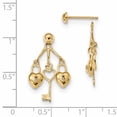 thumbnail image 2 of Beautiful 14k Polished Hearts & Key Dangle Jackets with Half Ball Stud Earrings, 2 of 2