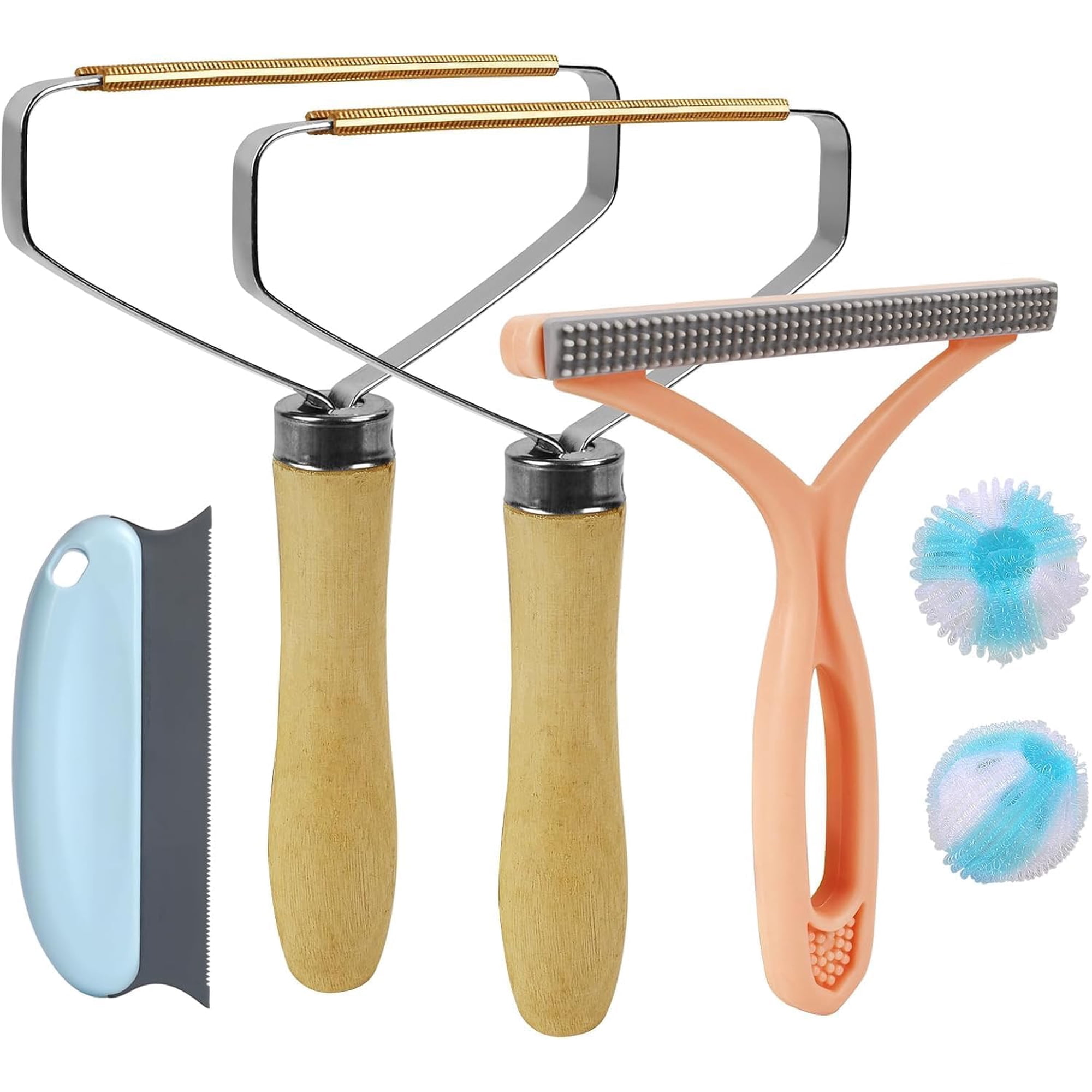 EkhShop 6-Piece Reusable Pet Hair Removal Kit – Carpet Rake Scraper & Laundry Pet Hair Catcher Portable Dog & Cat Fur Remover for Rugs Car Mats Couch & Furniture