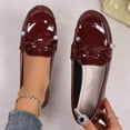 thumbnail image 2 of Wine Ladies Casual Fashion Solid Color Shallow Mouth Flat Heel Slip On Flats Plus Size Vintage Style Pu Shoes For Casual Wear, 2 of 9