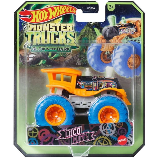 Los camiones monstruo de Toy Hot Wheels brillan en la oscuridad Loco Punk