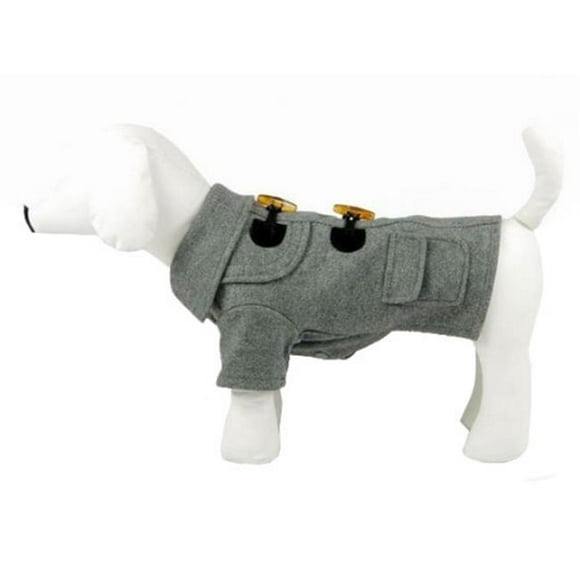 Pet Life LLC 25GYMD Military Static Rivited Fashion Collared Wool Pet Coat