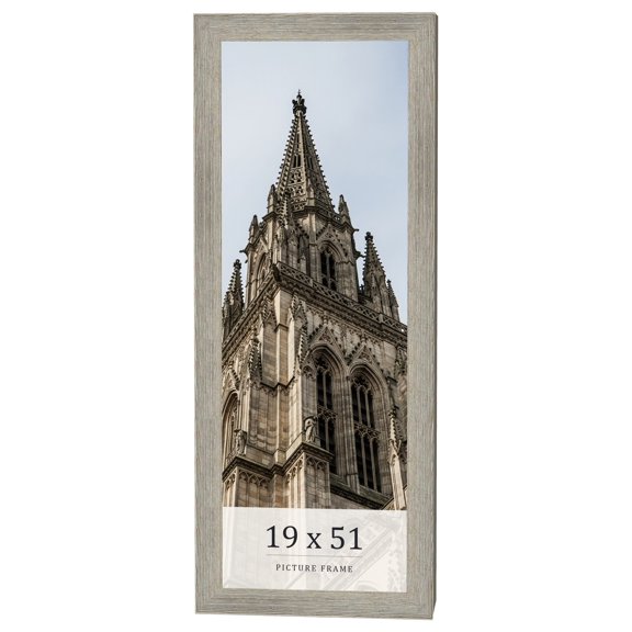 19x51 Frame Grey Real Wood Picture Frame Width 1.5 Inches | Interior Frame Depth 0.5 Inches | Barn
