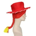 thumbnail image 4 of HPO | Womens Cowgirl Yarn-Braided Wig with Hat | Red Color Cosplay TV/Movie Wigs, 4 of 9