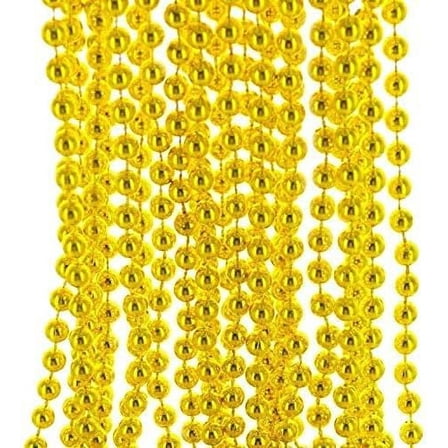 33" Round Metallic Gold Beads Mardi Gras Necklaces