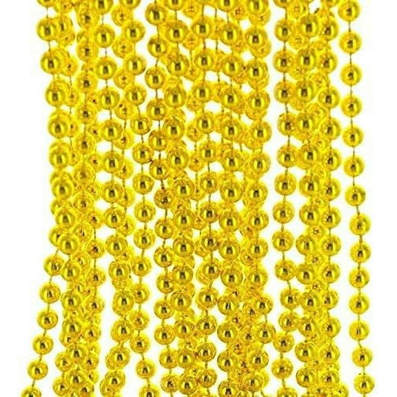 33" Round Metallic Gold Beads Mardi Gras Necklaces